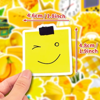 Foto 2 | Foto 2 | Paquete De Pegatinas Amarillas Con Dibujos Animados Bonitos 50 Unidades Impermeables - Venta Internacional.