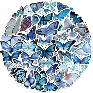 Foto 1 | Foto 1 | Pegatinas Blue Butterfly 50 Unidades Para Manualidades Impermeables - Venta Internacional.