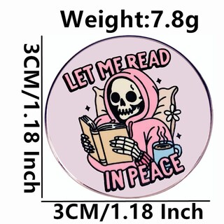 Foto 2 | Foto 2 | Broche Let Me Read In Peace Skeleton Read In Peace Redondo Esmaltado - Venta Internacional.