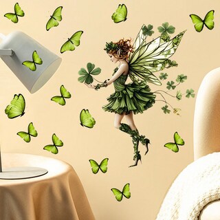 Foto 1 | Foto 1 | Adhesivos De Pared De Pvc Con Forma De Mariposa Verde Y Hada 29 5 X 29 5 Cm - Venta Internacional.