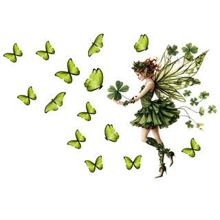 Foto 3 | Foto 3 | Adhesivos De Pared De Pvc Con Forma De Mariposa Verde Y Hada 29 5 X 29 5 Cm - Venta Internacional.