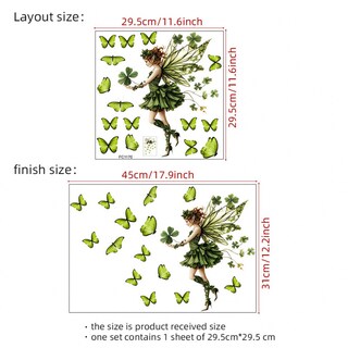 Foto 4 | Foto 4 | Adhesivos De Pared De Pvc Con Forma De Mariposa Verde Y Hada 29 5 X 29 5 Cm - Venta Internacional.