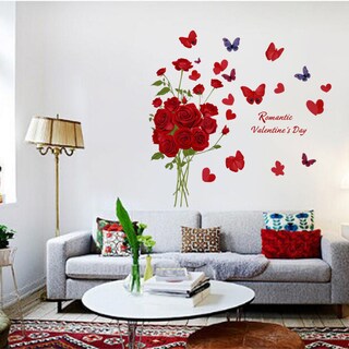 Foto 2 | Foto 2 | Adhesivos De Pared Románticos Con Rosas Rojas Para El Día De San Valentín 60 X 90 Cm - Venta Internacional.