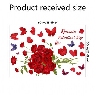 Foto 4 | Foto 4 | Adhesivos De Pared Románticos Con Rosas Rojas Para El Día De San Valentín 60 X 90 Cm - Venta Internacional.