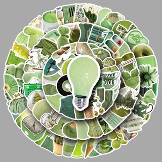 Foto 2 | Foto 2 | Juego De Pegatinas 100 Unidades De Estética Verde Para Ordenador Portátil O Álbum De Recortes - Venta Internacional.