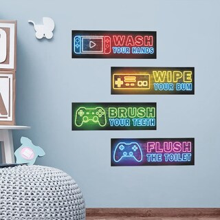 Foto 1 | Foto 1 | Adhesivos De Pared Para Consola De Videojuegos Estilo Neón Pvc 32 X 47 Cm - Venta Internacional.