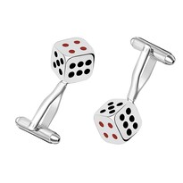 Gemelos Elegantes Dados En 3d De Cobre Bañado En Plata Para Hombre - Venta Internacional.