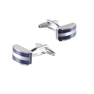 Foto 1 | Foto 1 | Gemelos Esmaltados A Rayas Azules Para Hombre Cobre 16 5 Mm × 9 5 Mm - Venta Internacional.