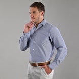 Camisa Michel Blanc Elegante Semilisa Azul Medio