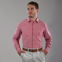 Camisa Michel Blanc Semilisa Elegante Roja
