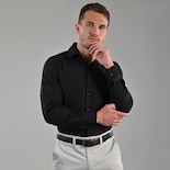 Camisa Michel Blanc Elegante Semilisa Negra