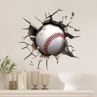Foto 1 | Foto 1 | Adhesivos De Pared 3d Con Diseño De Pelota De Béisbol Con Agujeros Agrietados 29 5 X 29 5 Cm - Venta Internacional.