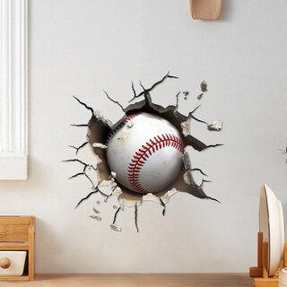 Foto 2 | Foto 2 | Adhesivos De Pared 3d Con Diseño De Pelota De Béisbol Con Agujeros Agrietados 29 5 X 29 5 Cm - Venta Internacional.