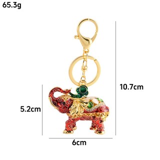 Foto 2 | Foto 2 | Llavero De Lujo Con Diseño De Elefante Esmaltado En Rojo Y Dorado Para Mujer Y Hombre - Venta Internacional.