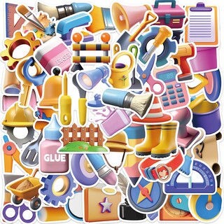 Foto 1 | Foto 1 | Pegatinas 3d Herramientas Creativas De Dibujos Animados 50 Unidades Impermeables - Venta Internacional.