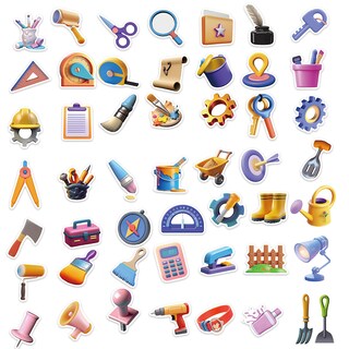 Foto 2 | Foto 2 | Pegatinas 3d Herramientas Creativas De Dibujos Animados 50 Unidades Impermeables - Venta Internacional.