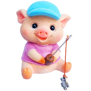 Foto 1 | Foto 1 | Escultura Creativa De Resina Cerdo Pescador Decoración De Jardín - Venta Internacional.