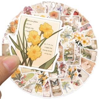 Foto 2 | Foto 2 | Pegatinas Vintage Flower 50 Unidades De Estética Botánica Retro - Venta Internacional.