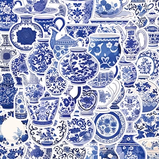 Foto 1 | Foto 1 | Pegatinas Tradicionales De Porcelana Azul Y Blanca X50 - Venta Internacional.