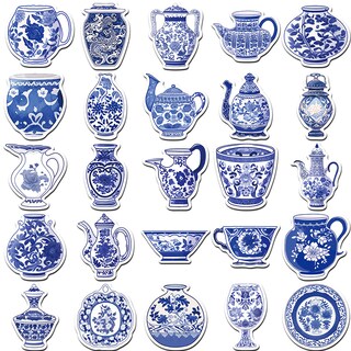 Foto 2 | Foto 2 | Pegatinas Tradicionales De Porcelana Azul Y Blanca X50 - Venta Internacional.