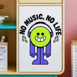 Foto 1 | Foto 1 | Adhesivos De Pared De Pvc Con Forma De Carita Sonriente Con Dibujos Animados «no Music No Life» 29 - Venta Internacional.