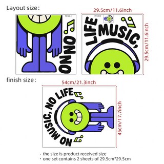 Foto 3 | Foto 3 | Adhesivos De Pared De Pvc Con Forma De Carita Sonriente Con Dibujos Animados «no Music No Life» 29 - Venta Internacional.