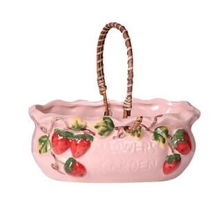 Foto 1 | Foto 1 | Maceta De Cerámica Con Diseño De Fresas 14 5 X 9 3 X 7 5 Cm Color Rosa - Venta Internacional.