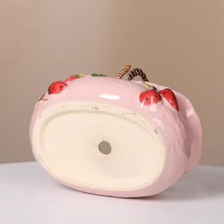 Foto 2 | Foto 2 | Maceta De Cerámica Con Diseño De Fresas 14 5 X 9 3 X 7 5 Cm Color Rosa - Venta Internacional.