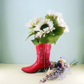 Foto 2 | Foto 2 | Bota Decorativa De Estilo Occidental De Resina Roja Con Forma De Maceta 17 5 Cm - Venta Internacional.