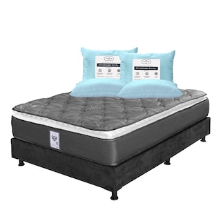 Foto 1 | Foto 1 | Colchón Spring Air Aries Queen Size + Box Dicasa Gris Carbón + 2 Almohadas Trinity