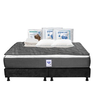 Foto 1 | Foto 1 | Colchón Spring Air Aries King Size + Box Dicasa Gris Carbón + 2 Almohadas Osos + Protector Ultra