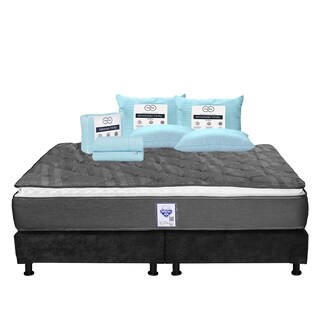 Foto 1 | Foto 1 | Colchón Spring Air Aries King Size + Box Dicasa Gris Carbón + 2 Almohadas Trinity + Sabanas Trinity