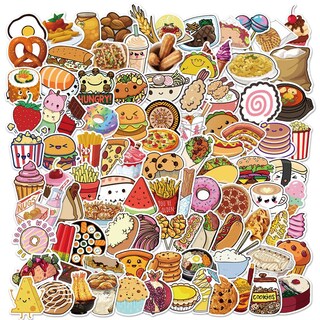 Foto 1 | Foto 1 | Paquete De Pegatinas 100 Unidades Con Temática Gastronómica Dibujos Animados Kawaii Impermeables - Venta Internacional.