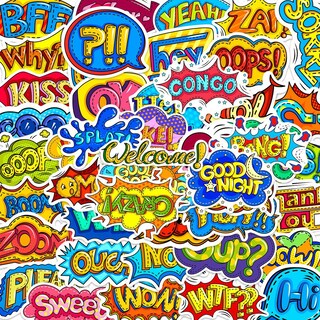 Foto 1 | Foto 1 | Pegatinas Con Dibujos Animados Con Palabras Cómicas 50 Unidades - Venta Internacional.