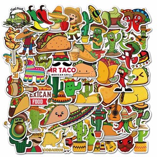 Foto 2 | Foto 2 | Paquete De Pegatinas De Comida Mexicana 50 Unidades Vinilo Impermeable - Venta Internacional.