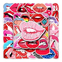 Set De Pegatinas De Vinilo Con Temática De Pintalabios 50 Unidades Impermeables - Venta Internacional.