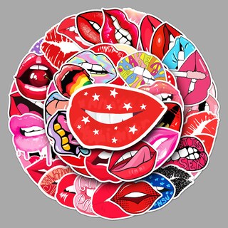 Foto 2 | Foto 2 | Set De Pegatinas De Vinilo Con Temática De Pintalabios 50 Unidades Impermeables - Venta Internacional.
