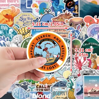 Foto 2 | Foto 2 | Pegatinas Con Paisajes Oceánicos 50 Unidades Con Dibujos Animados Mixtos Impermeables - Venta Internacional.