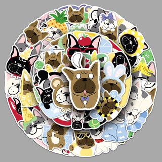 Foto 2 | Foto 2 | Paquete De Pegatinas Con Dibujos Animados De Bulldog Francés Resistentes Al Agua 50 Unidades - Venta Internacional.