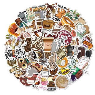 Foto 2 | Foto 2 | Paquete De Pegatinas De Vinilo Impermeable Con Temática De Café Con Dibujos Animados 50 Unidades - Venta Internacional.