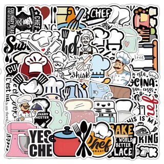 Foto 1 | Foto 1 | Paquete De Pegatinas Para Cocinar Con Dibujos Animados De Chef 54 Unidades Impermeables - Venta Internacional.