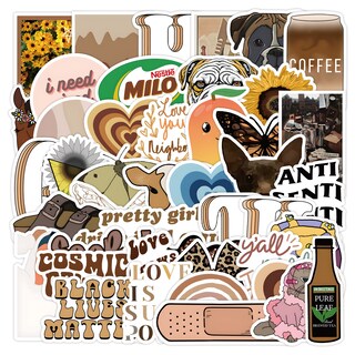 Foto 2 | Foto 2 | Paquete De Pegatinas De Vinilo Marrón Con Diseño De Bonito Grafiti 50 Unidades - Venta Internacional.