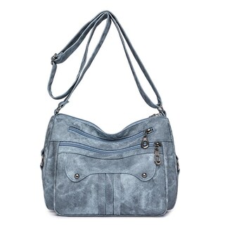 Foto 1 | Foto 1 | Bandolera De Piel Suave Para Mujer Azul 27x13x21cm - Venta Internacional.