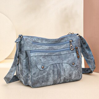 Foto 2 | Foto 2 | Bandolera De Piel Suave Para Mujer Azul 27x13x21cm - Venta Internacional.