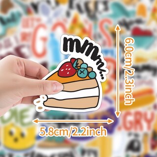 Foto 2 | Foto 2 | Paquete De Pegatinas De Vinilo Impermeable Con Dibujos Animados Para Comida Y Bebida 50 Unidades - Venta Internacional.