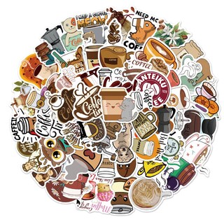 Foto 2 | Foto 2 | Paquete De Pegatinas Con Temática De Café 50 Unidades Vinilo Impermeable Con Dibujos Animados - Venta Internacional.