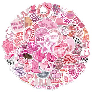 Foto 1 | Foto 1 | Calcomanías De Vinilo Impermeables 50 Unidades Color Rosa Disco Cowgirl - Venta Internacional.