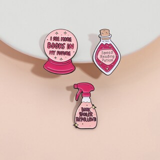 Foto 2 | Foto 2 | Juego De Broches Para Amantes De Los Libros Estilo Dibujos Animados Aleación Rosa 3 Unidades - Venta Internacional.