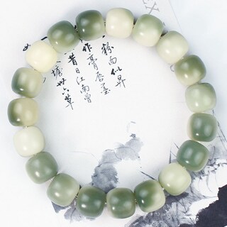 Foto 2 | Foto 2 | Pulsera De Abalorios Verdes Naturales De Raíz De Bodhi De 12 Mm Para Mujer - Venta Internacional.