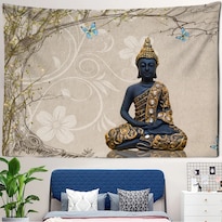 Tapiz Para Colgar En La Pared Estatua De Buda Estilo Bohemio 150 X 130 Cm - Venta Internacional.